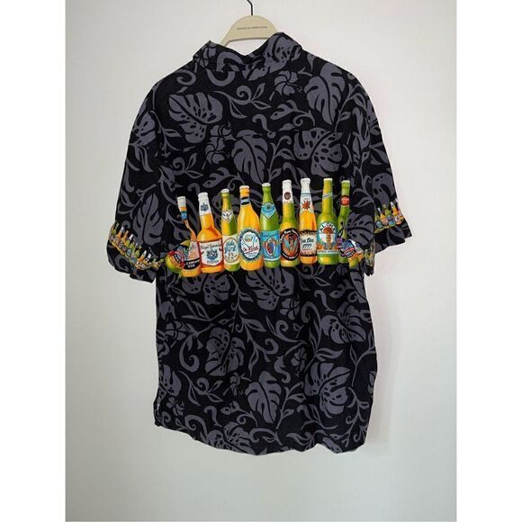 Koko Island Hawaiian Shirt Mens L Floral Beer Theme Made in USA - Picture 3 of 3